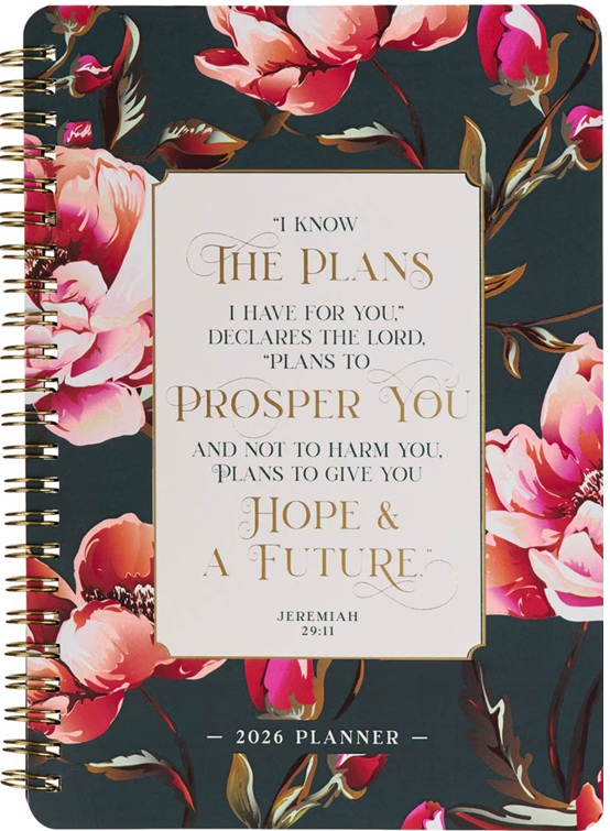 2026 Weekly Planner Plans Pink Floral Spiral (07/25)