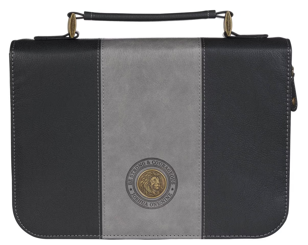Bible Case Large Be Strong Twotone Grey/Black 