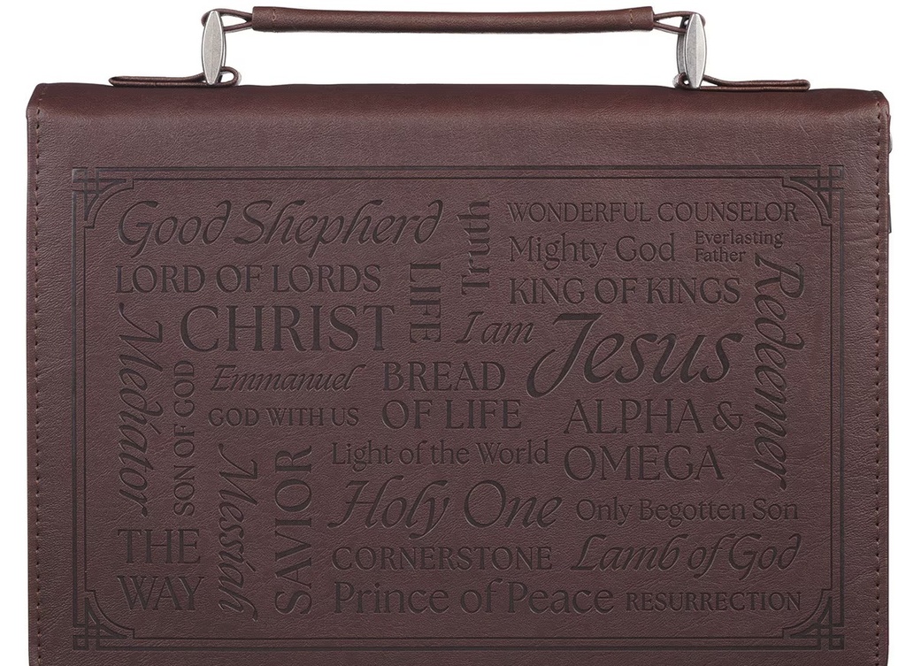 Bible Case Large Names of Jesus Walnut Brown 