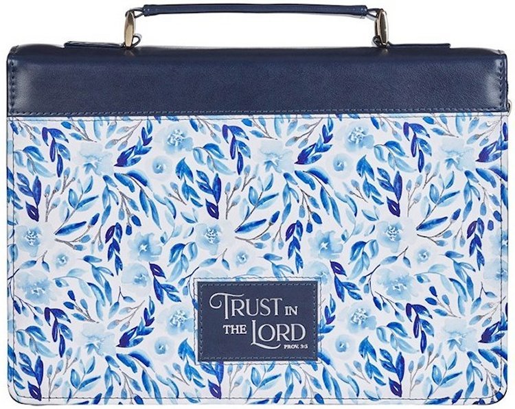 Bible Case Large Trust In The Lord Blue Floral 