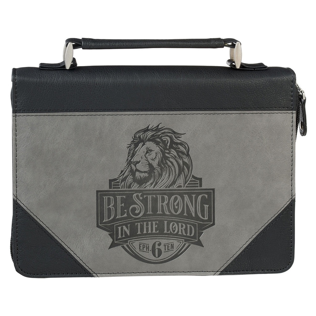 Bible Case Med Be Strong Lion Black & Grey Lux