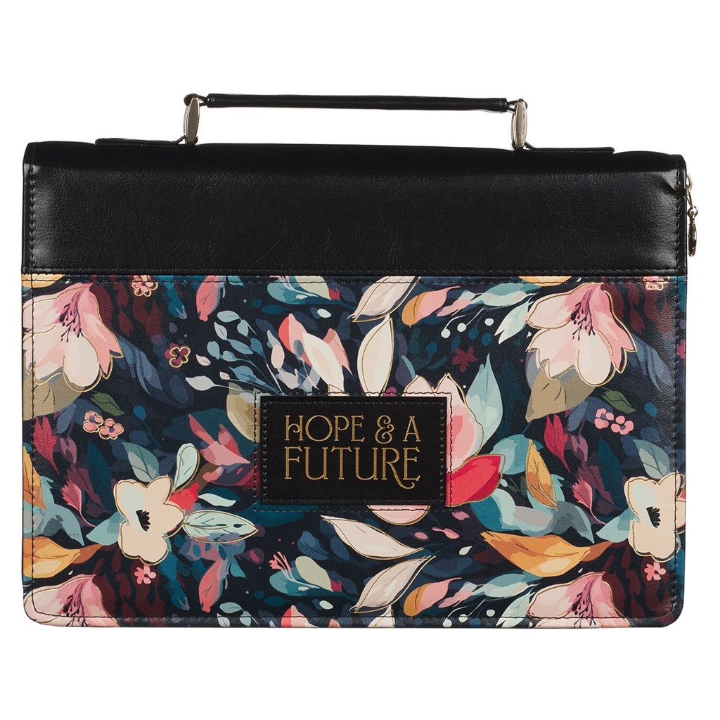Bible Case XL Hope & A Future Black Floral Fashion