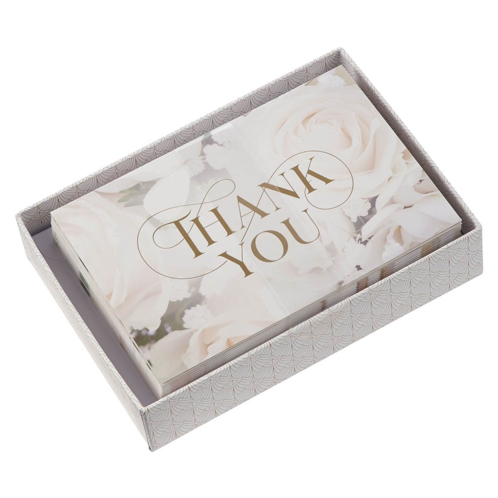 Boxed Cards Thank You Ivory Roses 