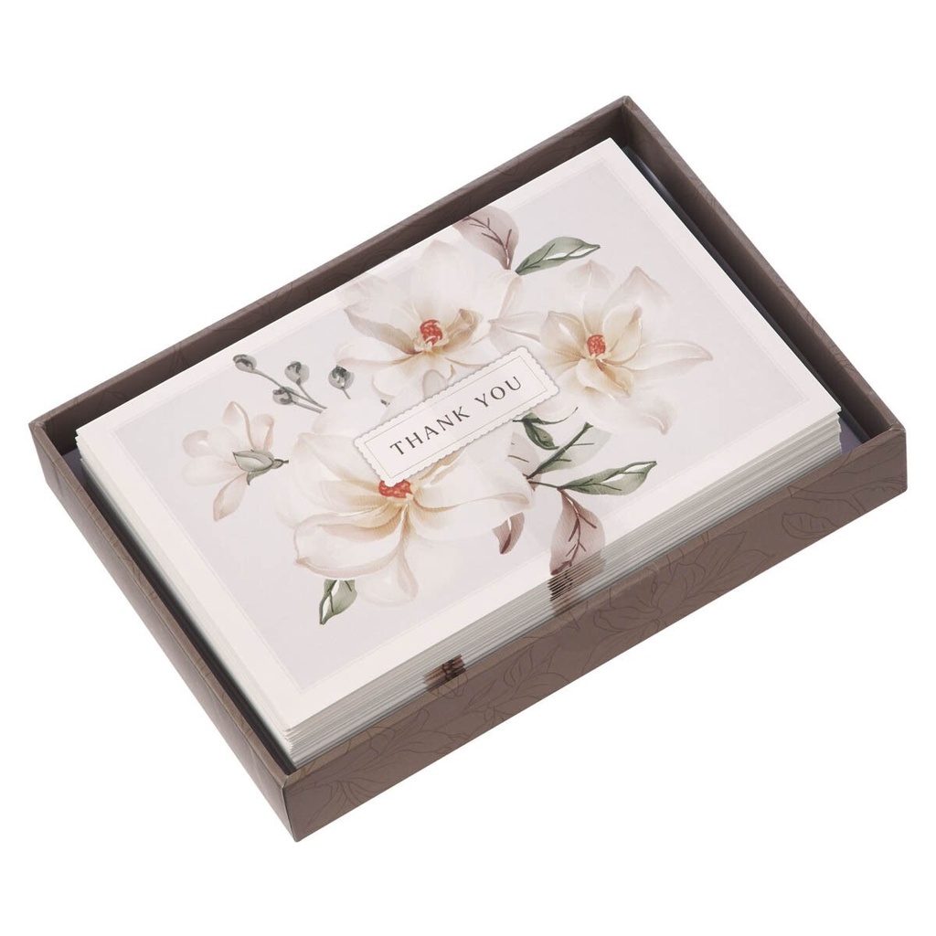 Boxed Cards Thank You White Magnolia