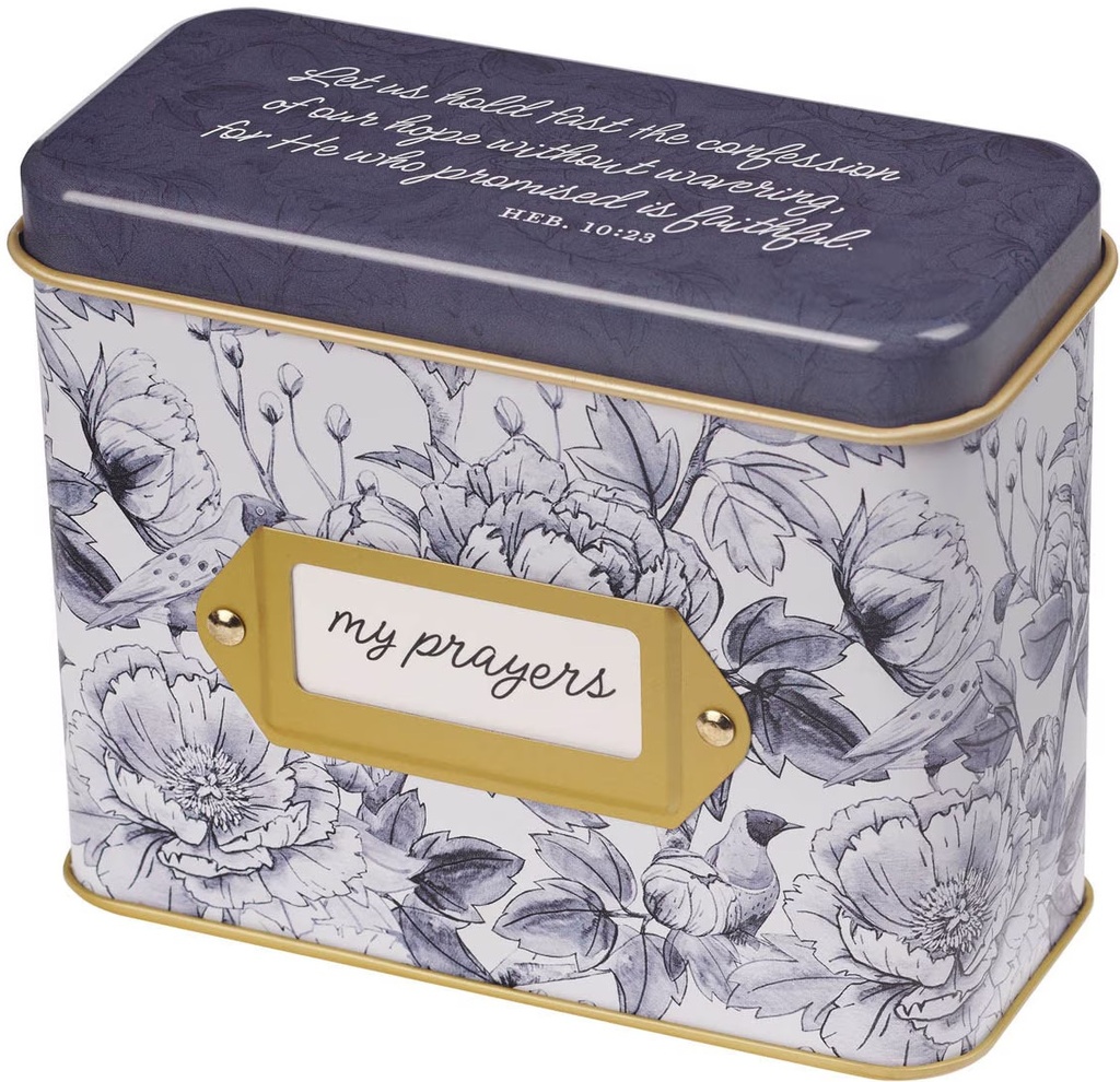 Cards In Tin My Prayers Blue Floral 