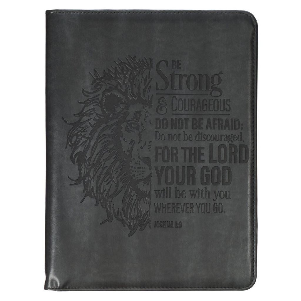 Executive Padfolio Be Strong & Courageous Lion Black