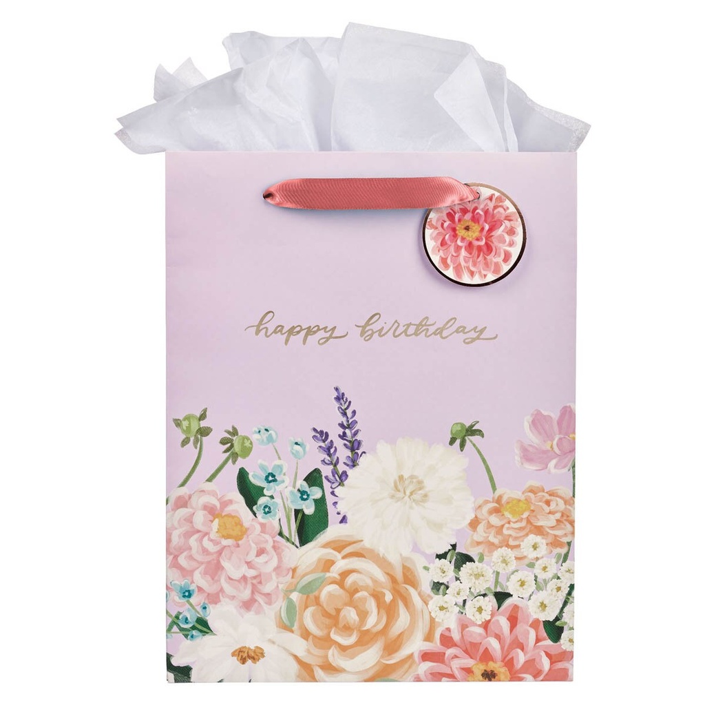 Gift Bag Large Happy Birthday Lilac Floral (01/25)