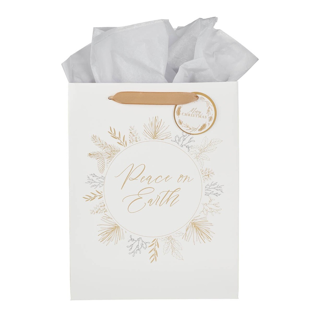Gift Bag Large Peace on Earth White Pine Branch