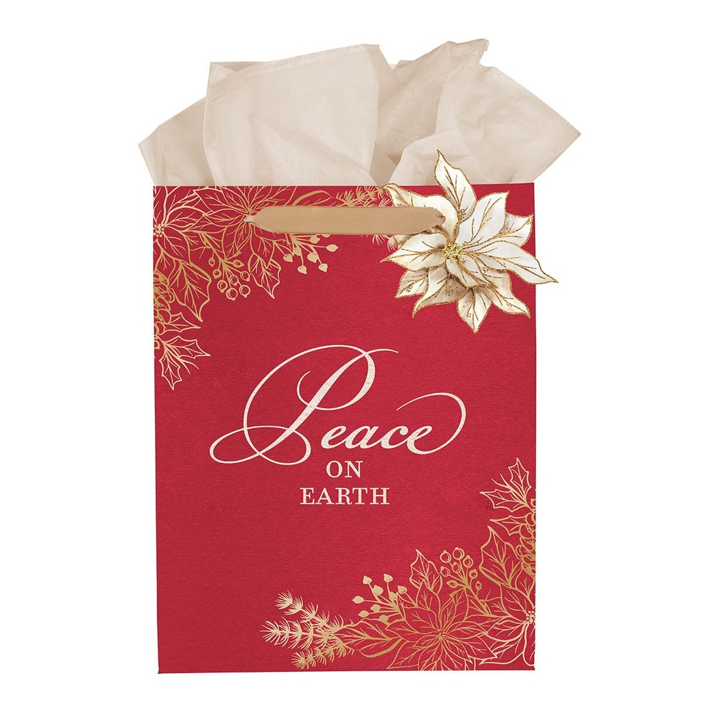 Gift Bag Med Portrait Peace on Earth Red