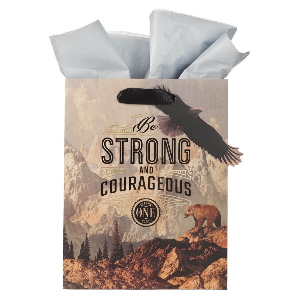 Gift Bag Medium Be Strong and Courageous Eagle Bear