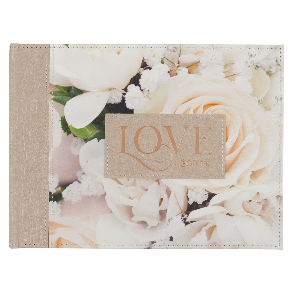 Guest Book Love Ivory Floral Faux Leather 