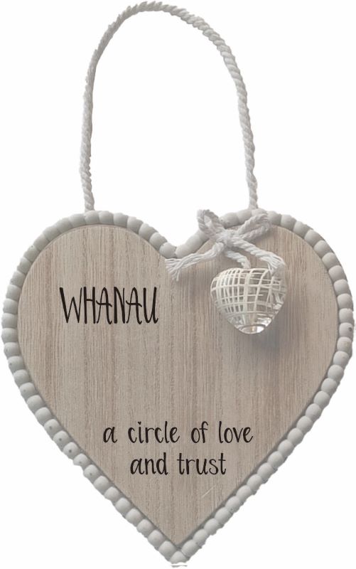 Hanging Heart Plaque Whanau MDF