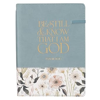 Journal Be Still & Know Teal Floral w/Pen Holder