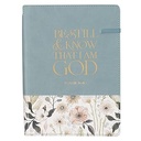 Journal Be Still & Know Teal Floral w/Pen Holder