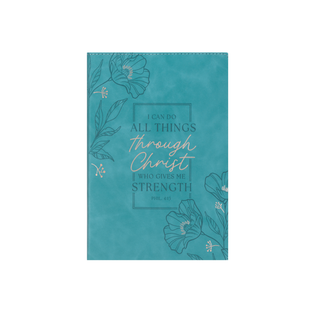 Journal Classic I Can Do All Things Turquoise Faux