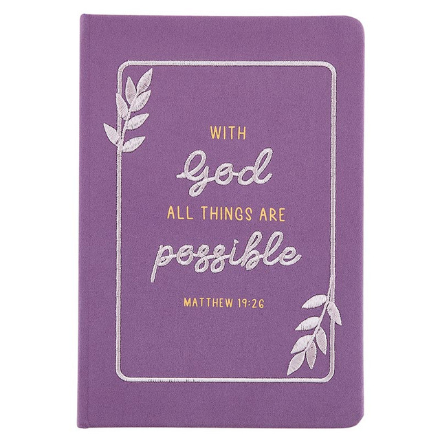 Journal Embroidered All Things Are Possible Purple