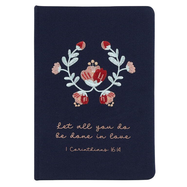 Journal Embroidered Done In Love Navy