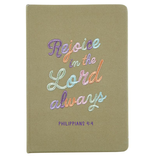 Journal Embroidered Rejoice In The Lord Tan