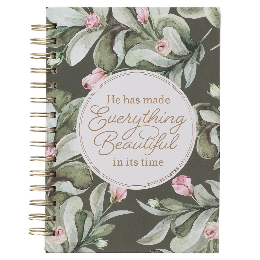 Journal Everything Beautiful Green Wreath Wirebound