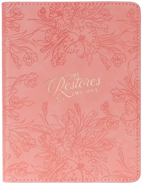 Journal Handy Sized He Restores My Soul Pink Floral