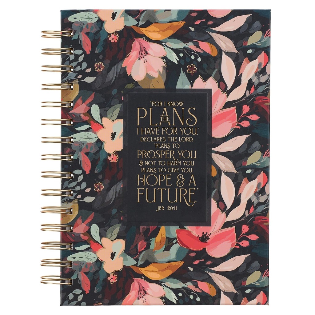 Journal I Know The Plans Floral Black Wirebound