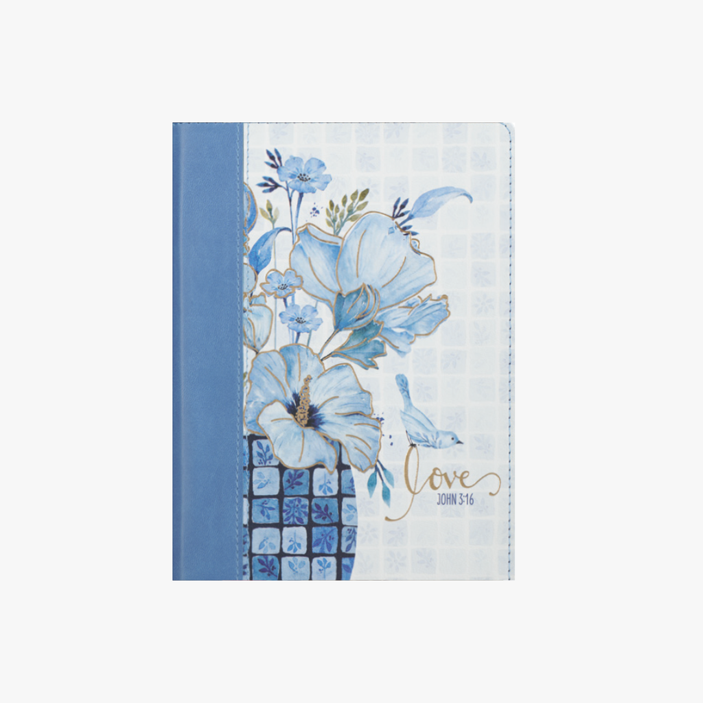 Journal Love John 3:16 Blue Floral Tile Zip 