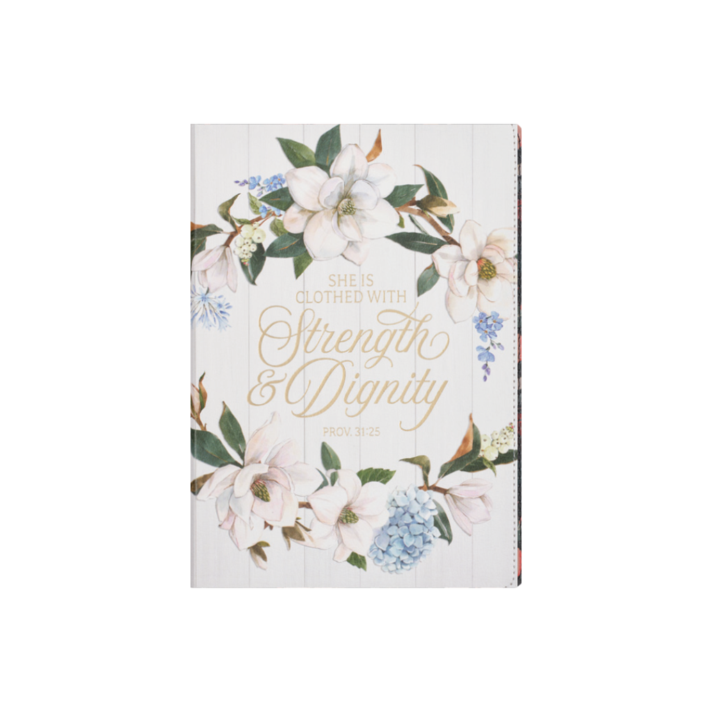 Journal Strength & Dignity Blue Floral Zip