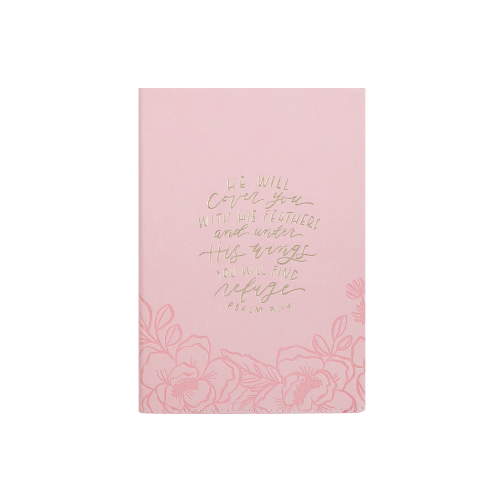 Journal Under His Wings Pink Zip 