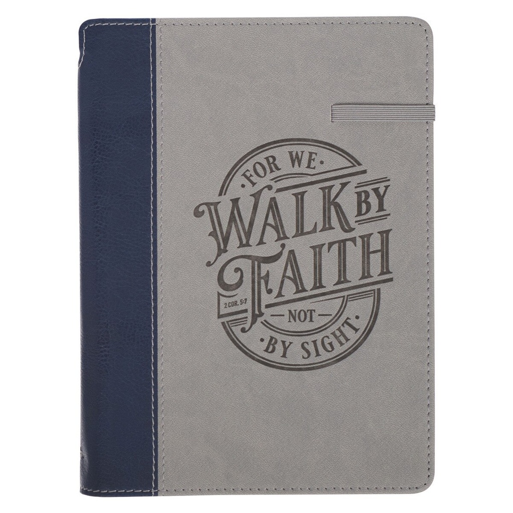 Journal Walk By Faith Navy/Grey Classic w/Pen Holder