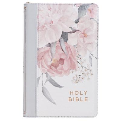 KJV Deluxe Gift Bible White Floral Zip  Index