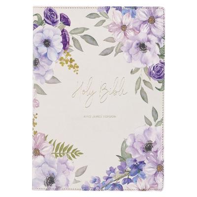 KJV Giant Print Full Size Bible White Floral Gold Foil (08/2