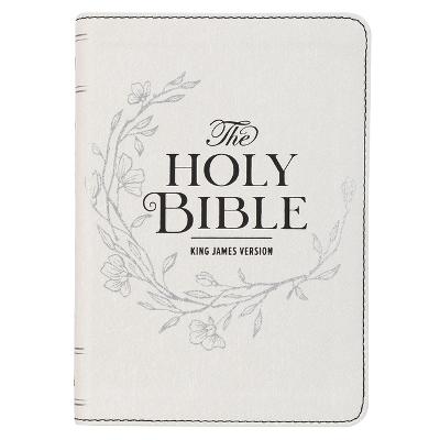 KJV Large Print Compact White Silver Foil Debossed