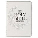 KJV Large Print Compact White Silver Foil Debossed