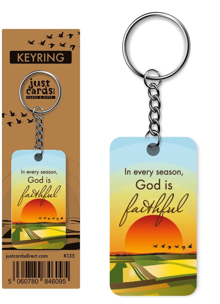 Keyring God Is Faithful Wood