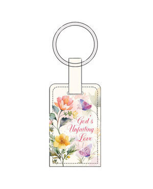 Keyring God's Unfailing Love White Luxleather
