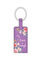 Keyring His Grace Is Enough Purple Luxleather