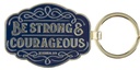 Keyring Strong & Courageous Blue Metal 