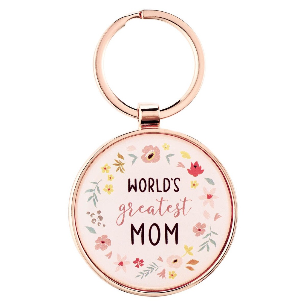 Keyring Worlds Greatest Mom Peach Floral 