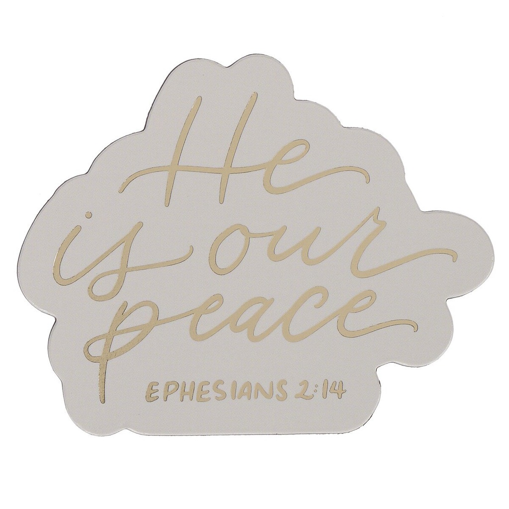 Magnet He Is Our Peace Cream Diecut 