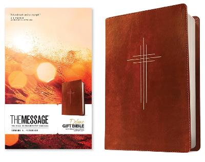 Message Deluxe Gift Bible Dark Brown Gold Cross 