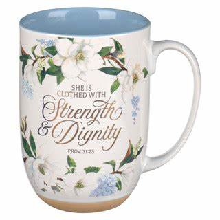 Mug Strength & Dignity Blue Floral Prov 31:25