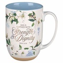 Mug Strength & Dignity Blue Floral Prov 31:25