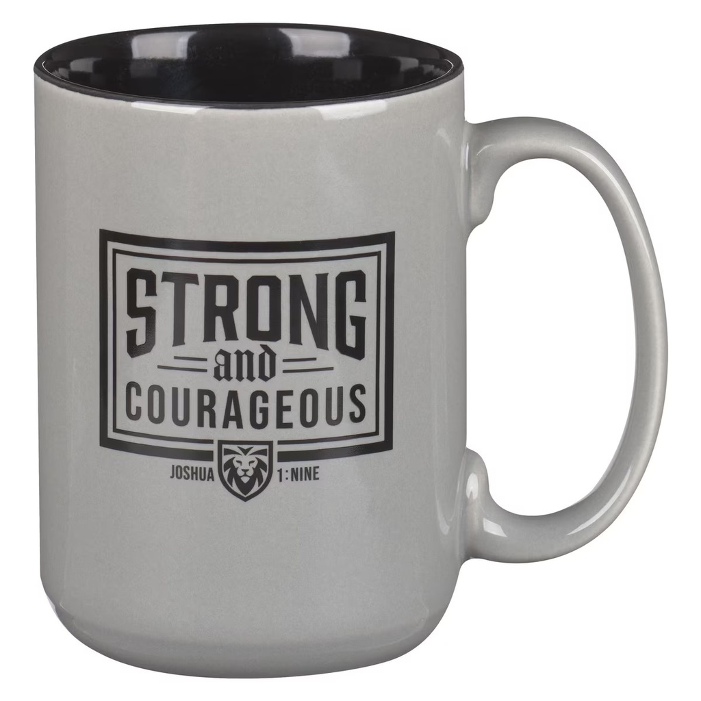 Mug Strong and Courageous Grey