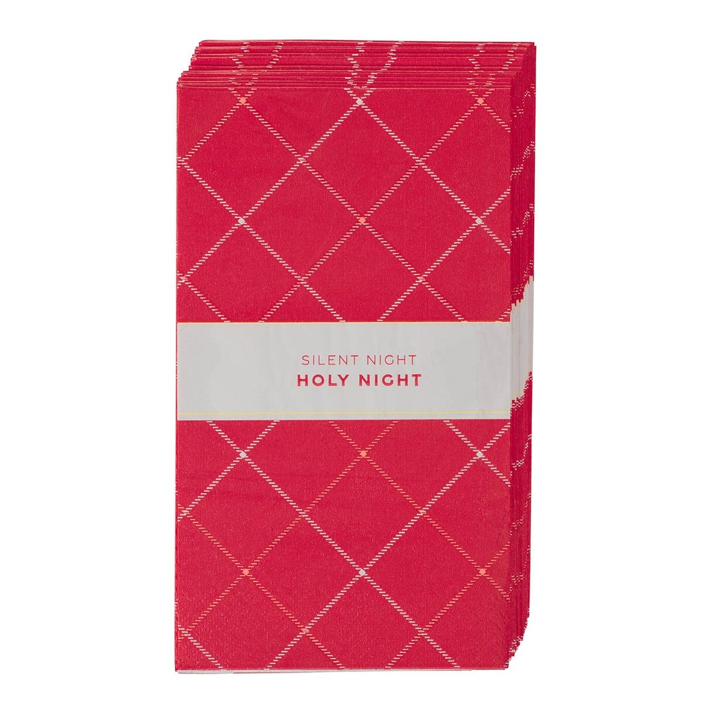 Napkin 12pc Silent Night Plaid Red 