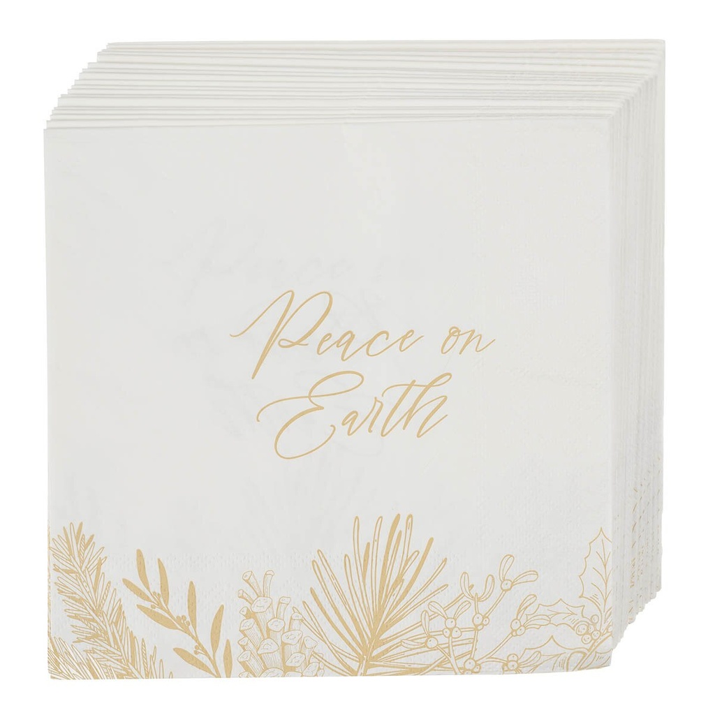 Napkin 12pc Square Peace on Earth Golden Pine 