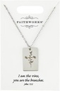 Necklace Rectangle Cross Bar John 15:5 Silver Plated (09/24)