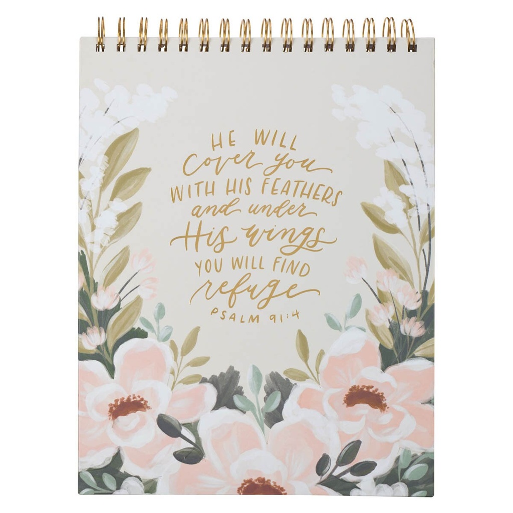 Notepad Under His Wings Green Floral Wirebound 