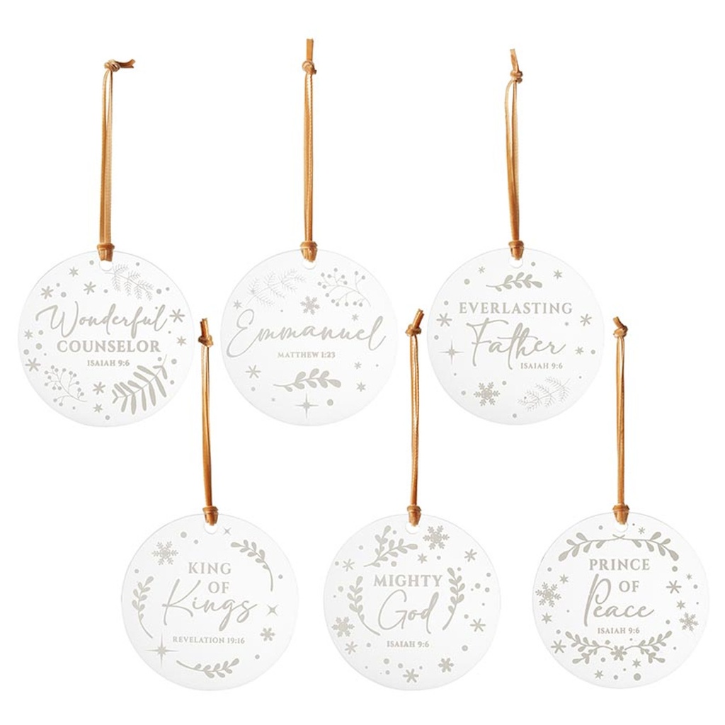 Ornament Set Names of Jesus Acryclic 6Pc