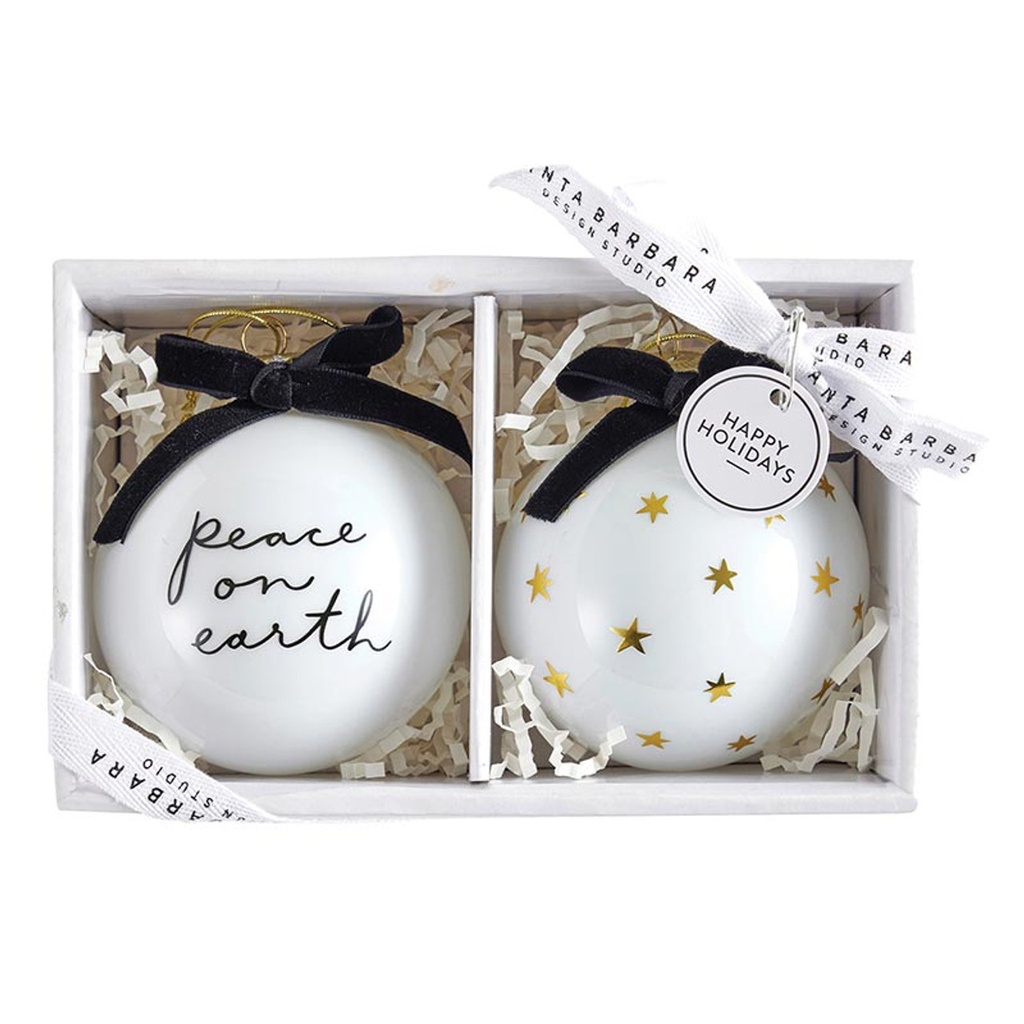 Ornament Set Peace On Earth 2Pc Glass