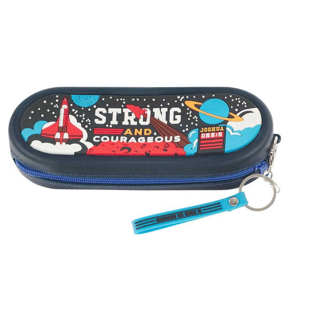 Pencil Case Strong Courageous Blue Space Silicone 